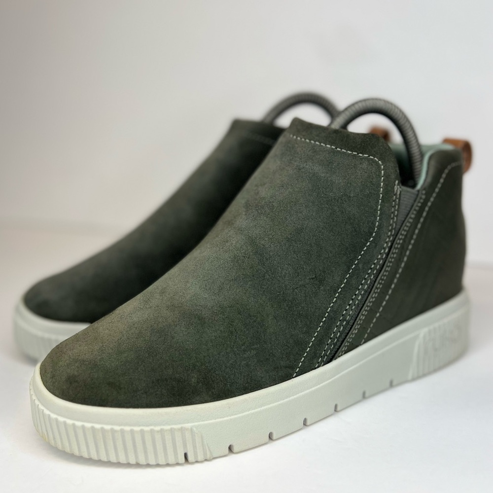 Ryka Vera 2 Womens Alpine Green/Deep Grey Suede Side Zip Wedge heel SNEAKER BOOT